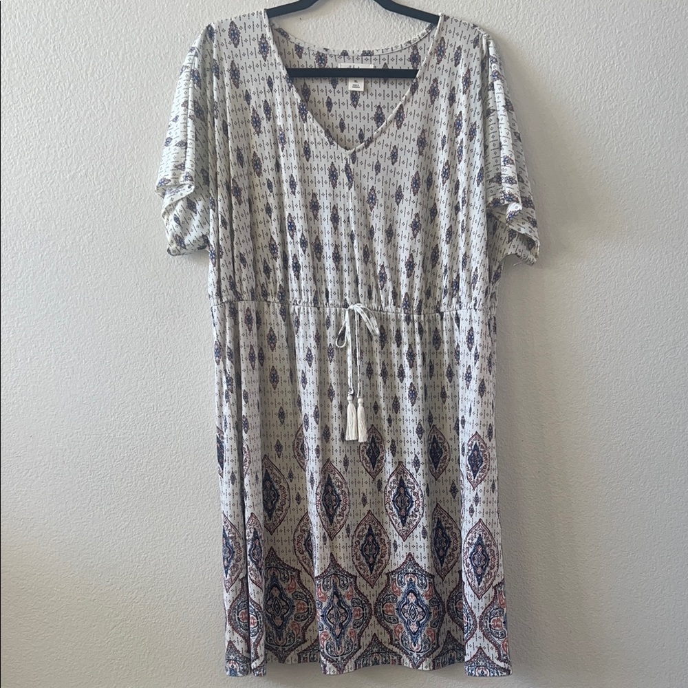 Style & Co. Beige and Blue Patterned Mini Dress